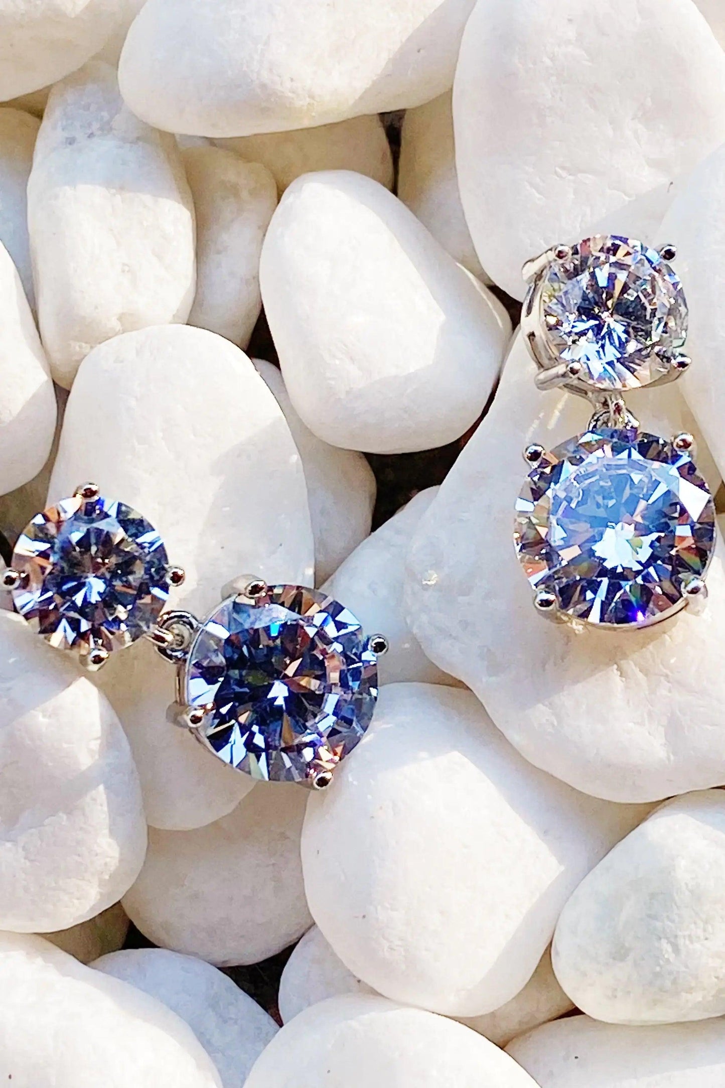 Double Diamond Dangle Earrings - Cherish With Jewels