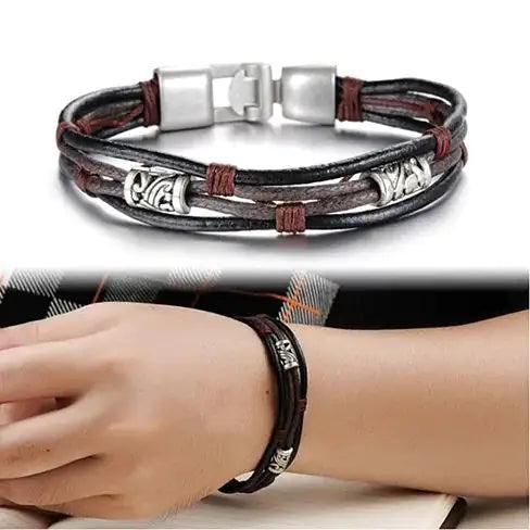 Gemini Twin Bracelets in Genuine Leather and Antique Metal Finish - Cherish With Jewels