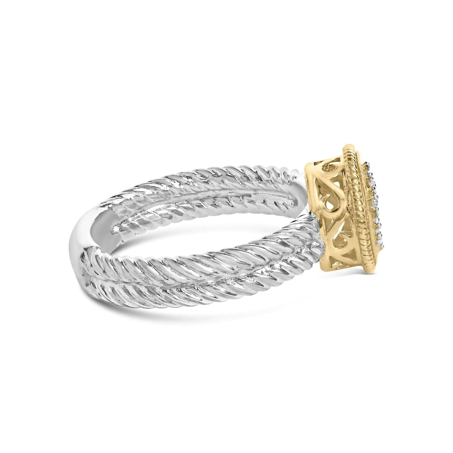 18K Yellow Gold Plated .925 Sterling Silver Diamond Cross Ring with Satin Finish (I-J Color, SI1-SI2 Clarity) - Cherish With Jewels