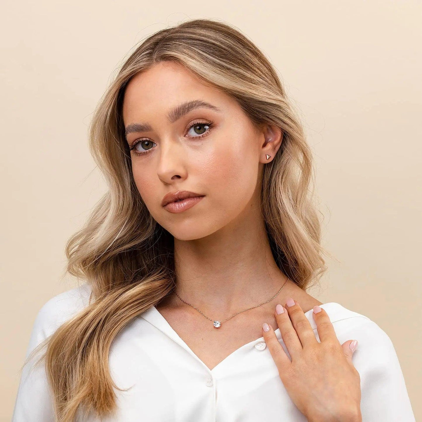 PAVOI 14K Gold Plated Crystal Solitaire 1.5 Carat (7.3mm) CZ Dainty Choker Necklace | Gold Necklaces for Women Rose Gold 18K Gold Vermeil - Cherish With Jewels