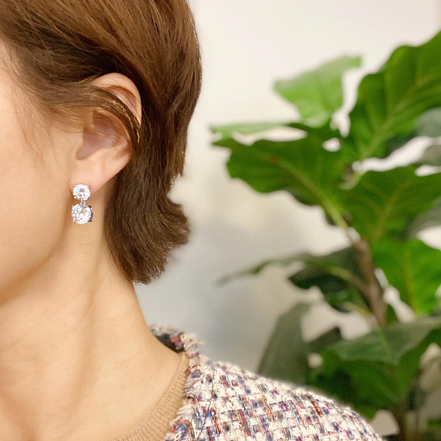 Double Diamond Dangle Earrings - Cherish With Jewels