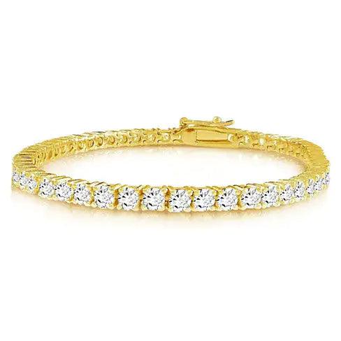 Brilliant Bracelet - A 14kt Gold Plated Brilliant Cut and Shine Diamond CZ Tennis Bracelet - Cherish With Jewels