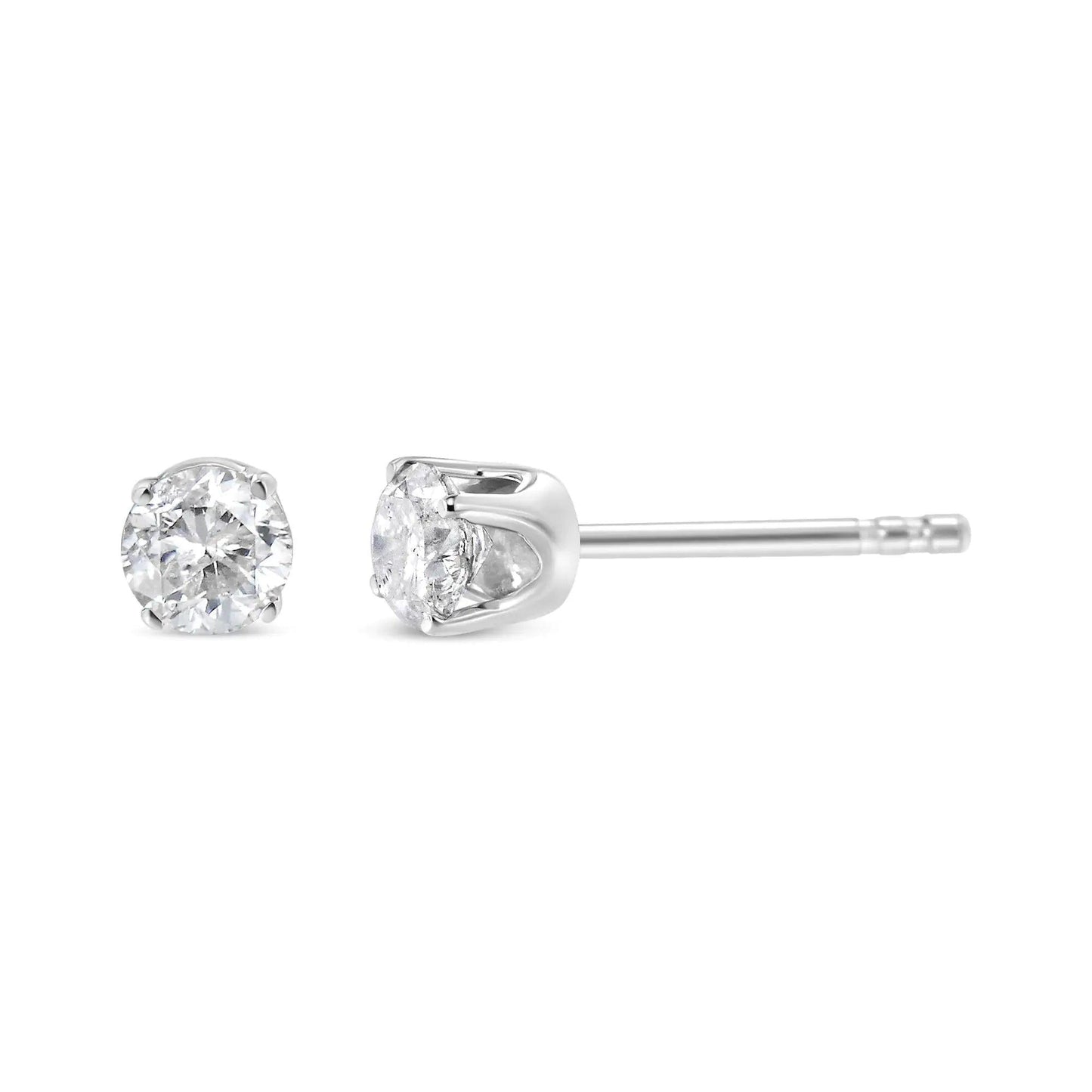 14K White Gold 5/8 Cttw Round Brilliant-Cut Lab Grown Diamond Classic 4-Prong Push back Stud Earrings (F-G Color, VS1-VS2 Clarity) - Cherish With Jewels