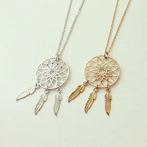 BELIEVE The Dream Catcher Necklaces In Yellow And White Gold Plating - Cherish With Jewels