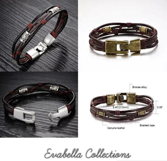 Gemini Twin Bracelets in Genuine Leather and Antique Metal Finish - Cherish With Jewels