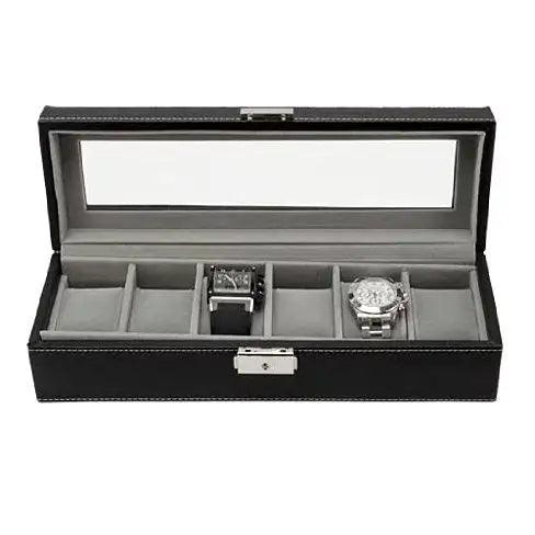 WATCH VALET Glass Top Watch Boxes For Collection Of 6 or 10 Watches - Cherish With Jewels