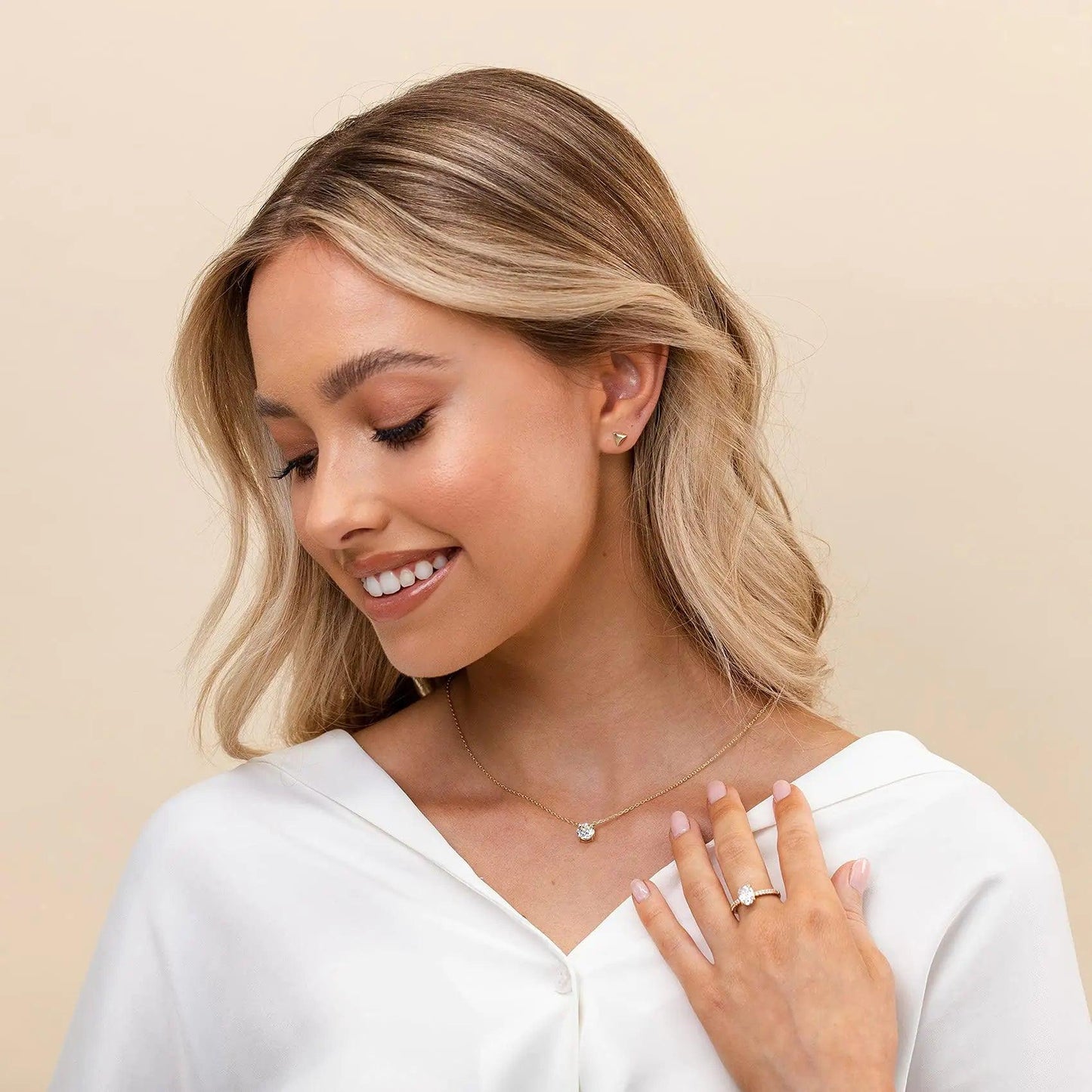 PAVOI 14K Gold Plated Crystal Solitaire 1.5 Carat (7.3mm) CZ Dainty Choker Necklace | Gold Necklaces for Women Rose Gold 18K Gold Vermeil - Cherish With Jewels
