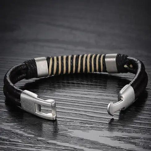 Retro Black & White Leather Bracelet - Cherish With Jewels