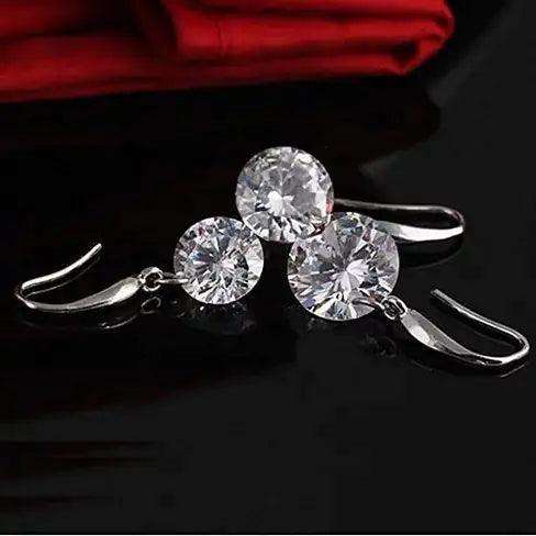 Diamond in the Sky - Drilled Crystal Diamond in S/M/L on a Sterling Silver Hook Earrings - Cherish With Jewels