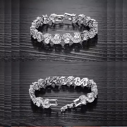 OCEANA Diamond Crystal Bracelets In White Gold Plating - Cherish With Jewels