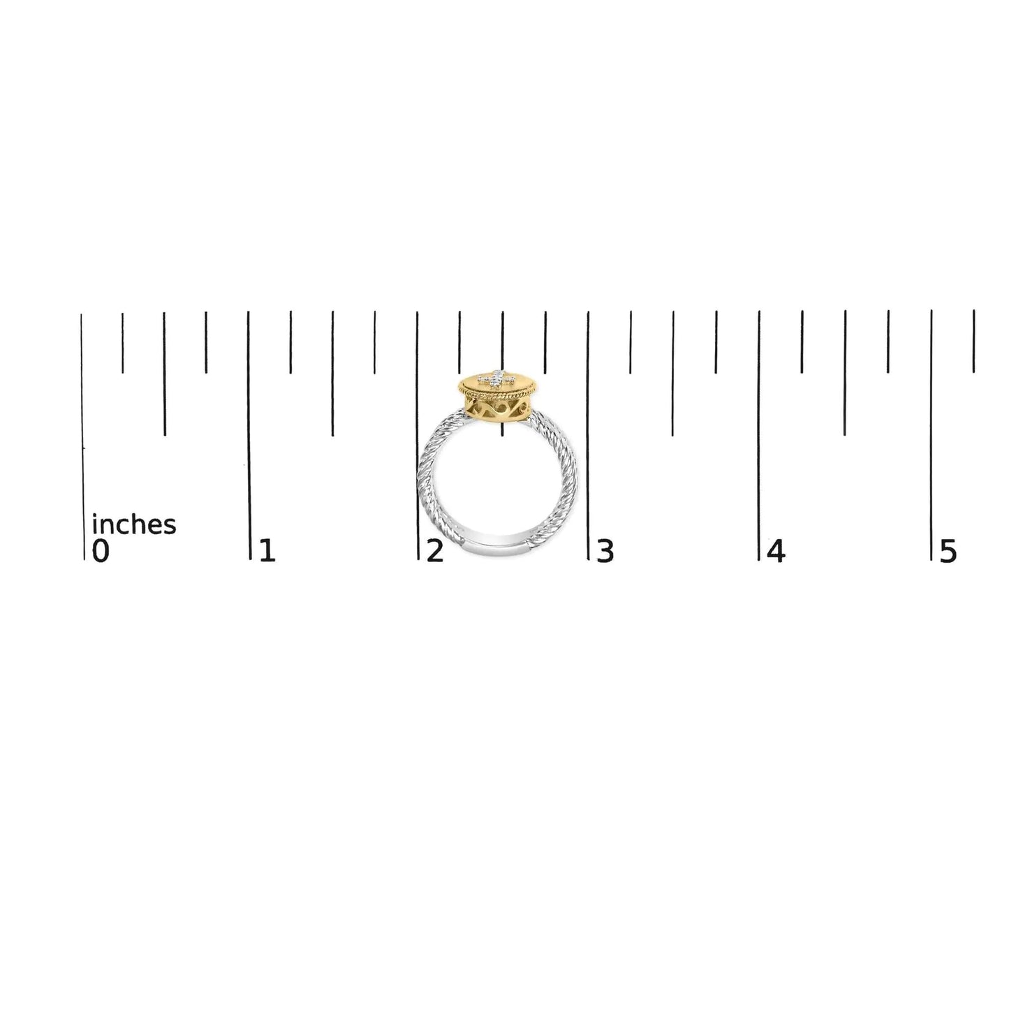 18K Yellow Gold Plated .925 Sterling Silver Diamond Cross Ring with Satin Finish (I-J Color, SI1-SI2 Clarity) - Cherish With Jewels