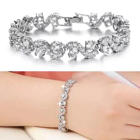 OCEANA Diamond Crystal Bracelets In White Gold Plating - Cherish With Jewels