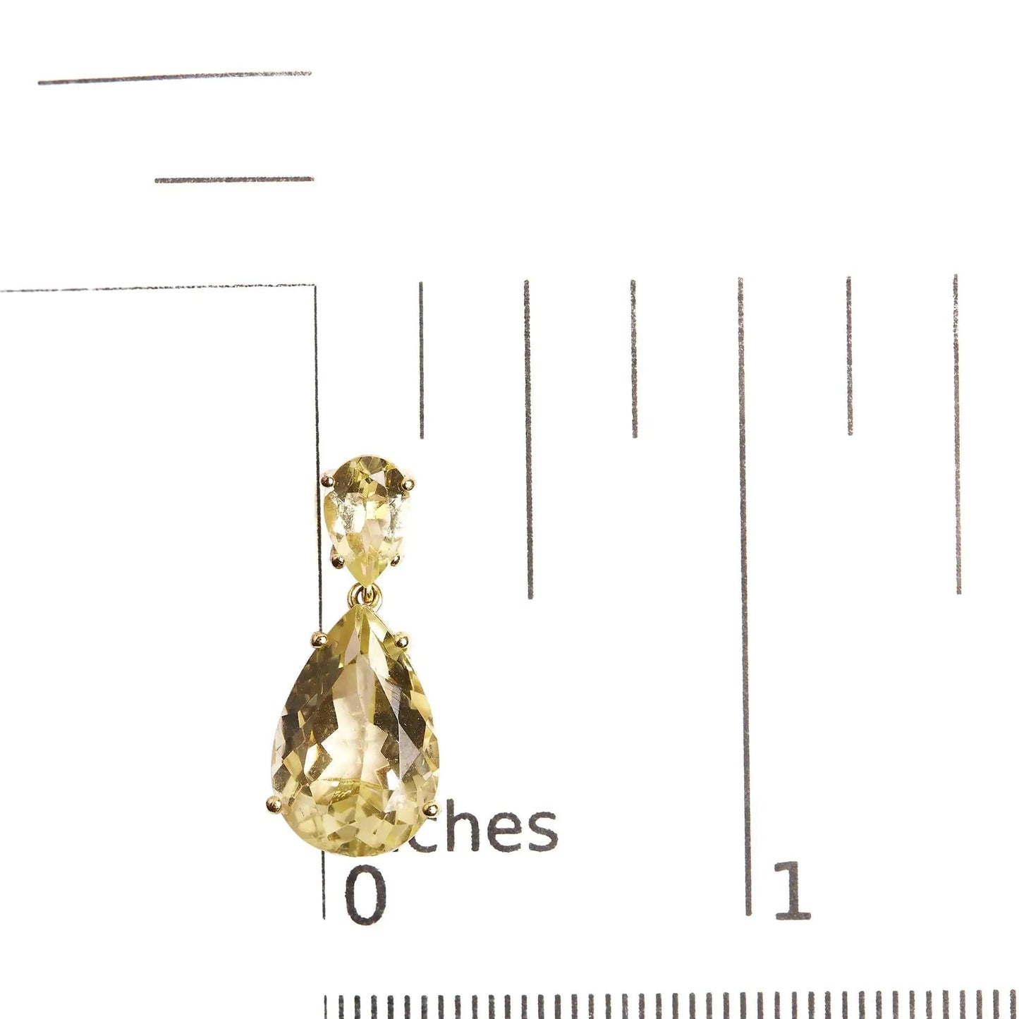 10K Yellow Gold Plated .925 Sterling Silver 11.0 Carat Pear Shaped Lime Quartz Dangle Drop Earring - Cherish With Jewels