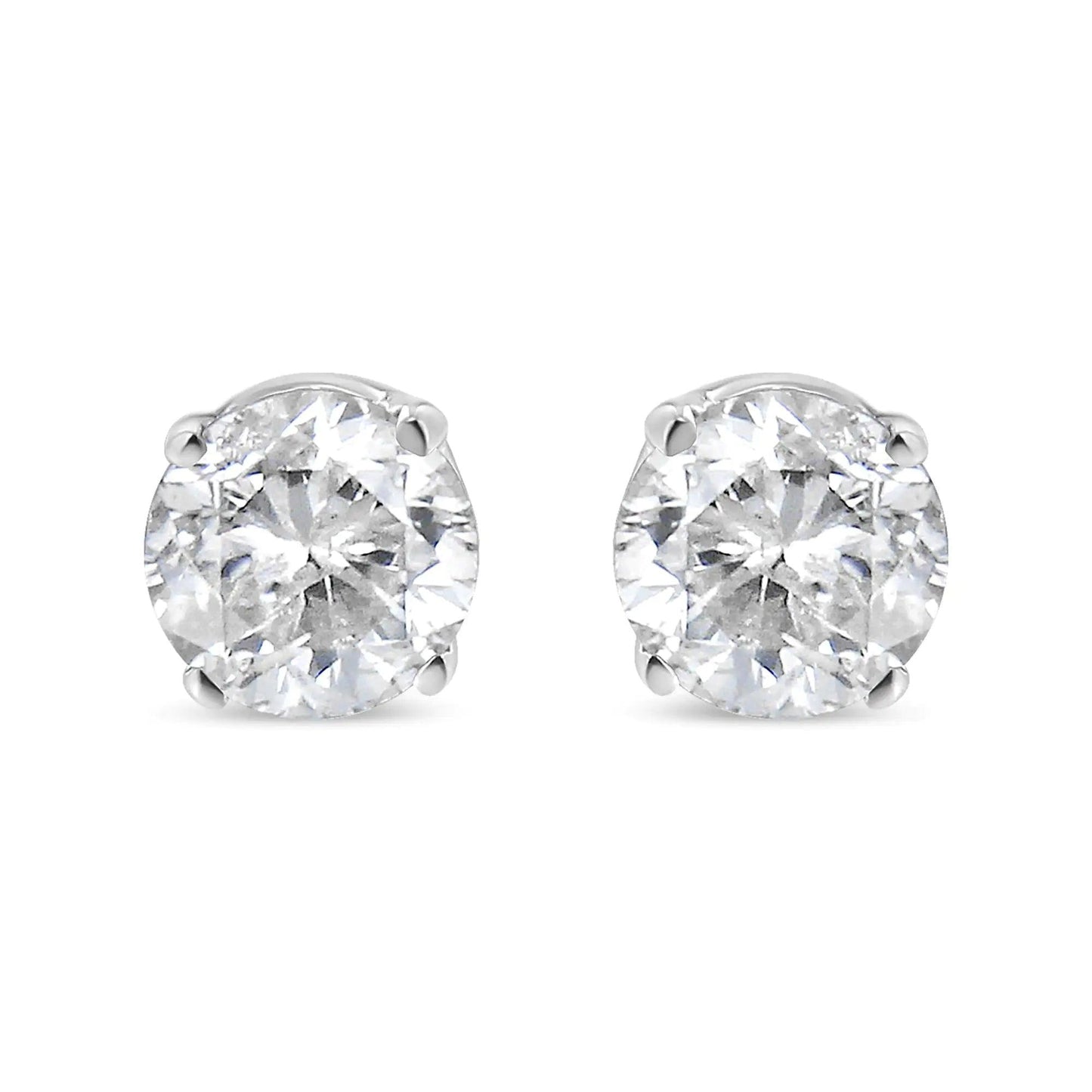 14K White Gold 5/8 Cttw Round Brilliant-Cut Lab Grown Diamond Classic 4-Prong Push back Stud Earrings (F-G Color, VS1-VS2 Clarity) - Cherish With Jewels