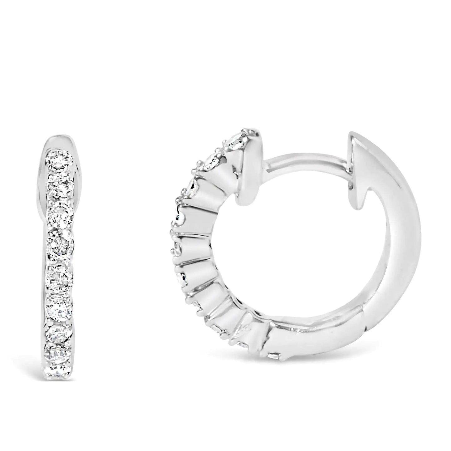 .925 Sterling Silver 1/6 Cttw Diamond Petite Hoop Earrings (I-J Color, I2-I3 Clarity) - Cherish With Jewels