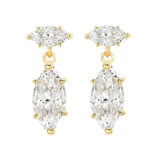 14k Gold Cubic Zirconia Dangle Earrings