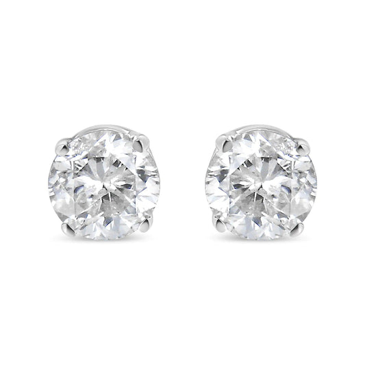 14K White Gold 5/8 Cttw Round Brilliant-Cut Lab Grown Diamond Classic 4-Prong Push back Stud Earrings (F-G Color, VS1-VS2 Clarity) - Cherish With Jewels